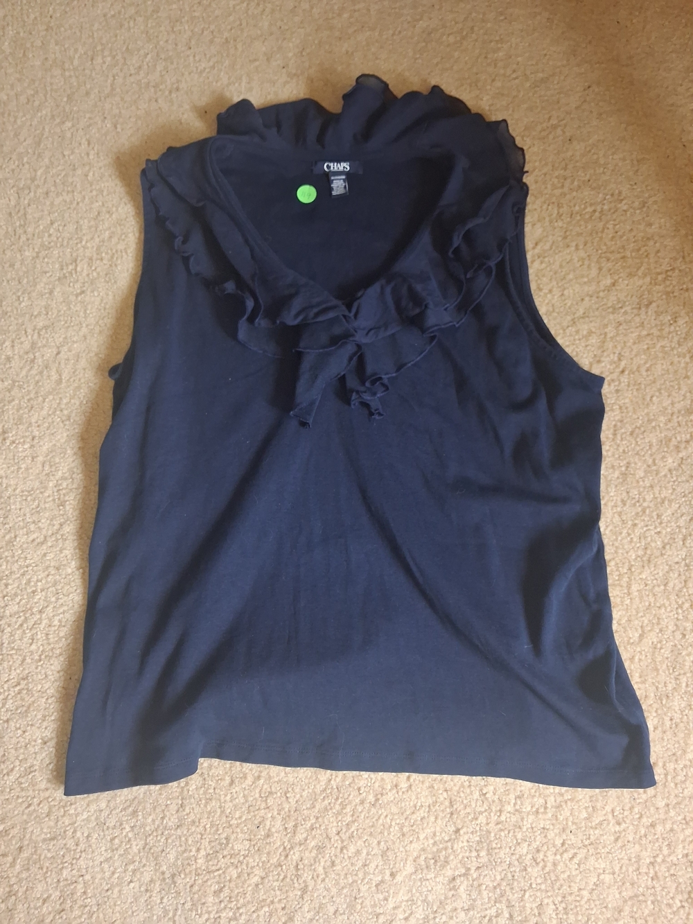 Chaps Navy Ruffle V-Neck Sleeveless Camisole